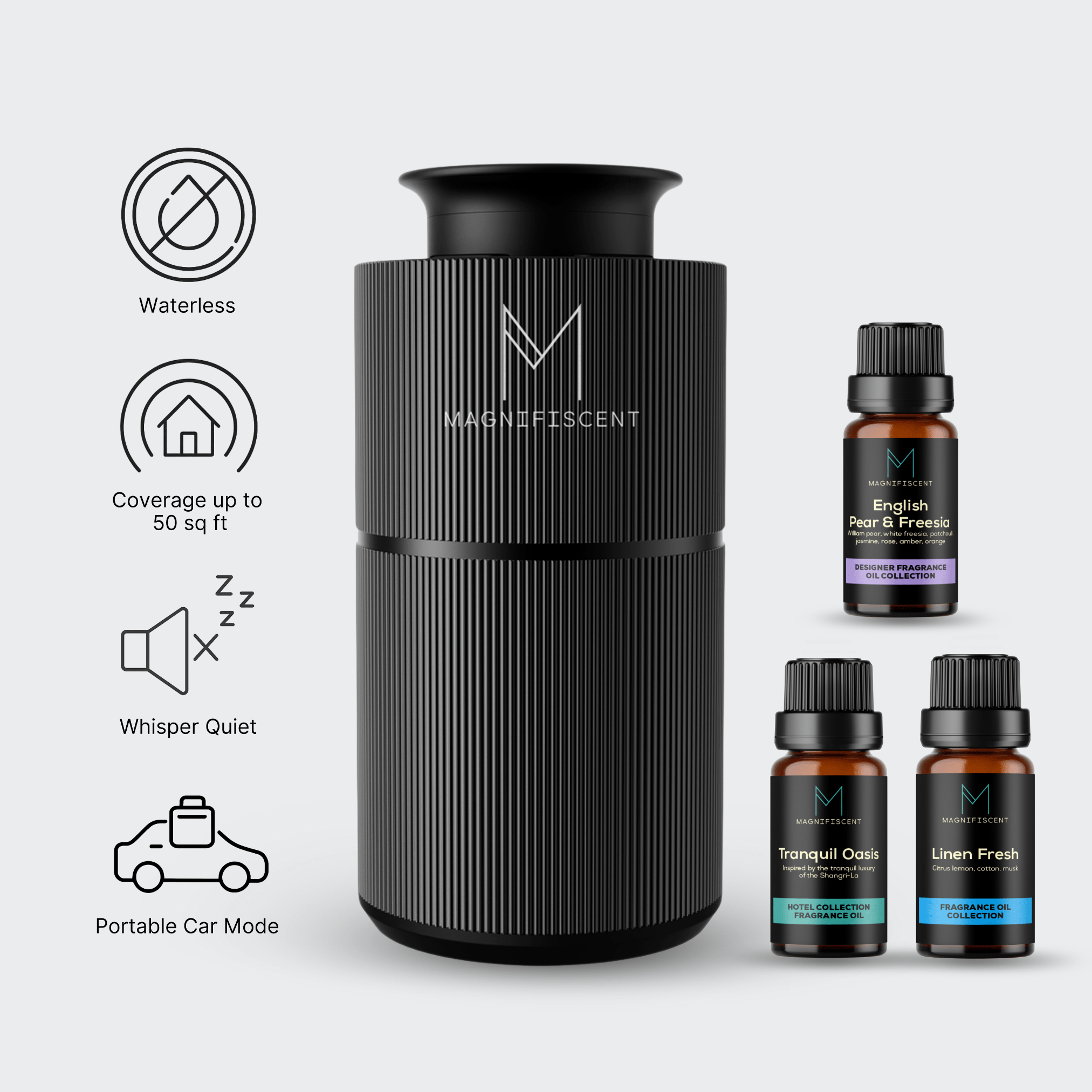 MistMini Trio Bundle – Wireless Diffuser + Any 3 Luxury Oils - Magnifiscent