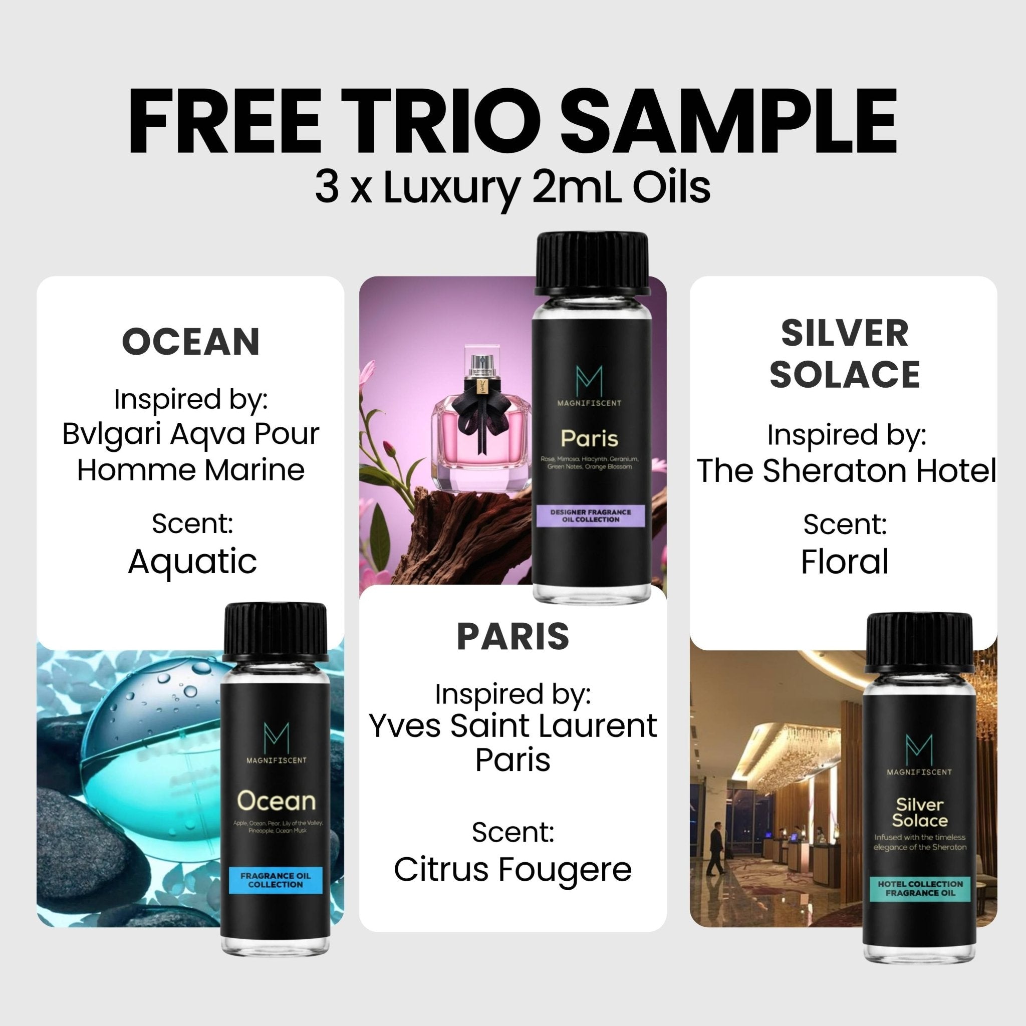 Trio Sample - Ocean / Paris / Silver Solace - Magnifiscent