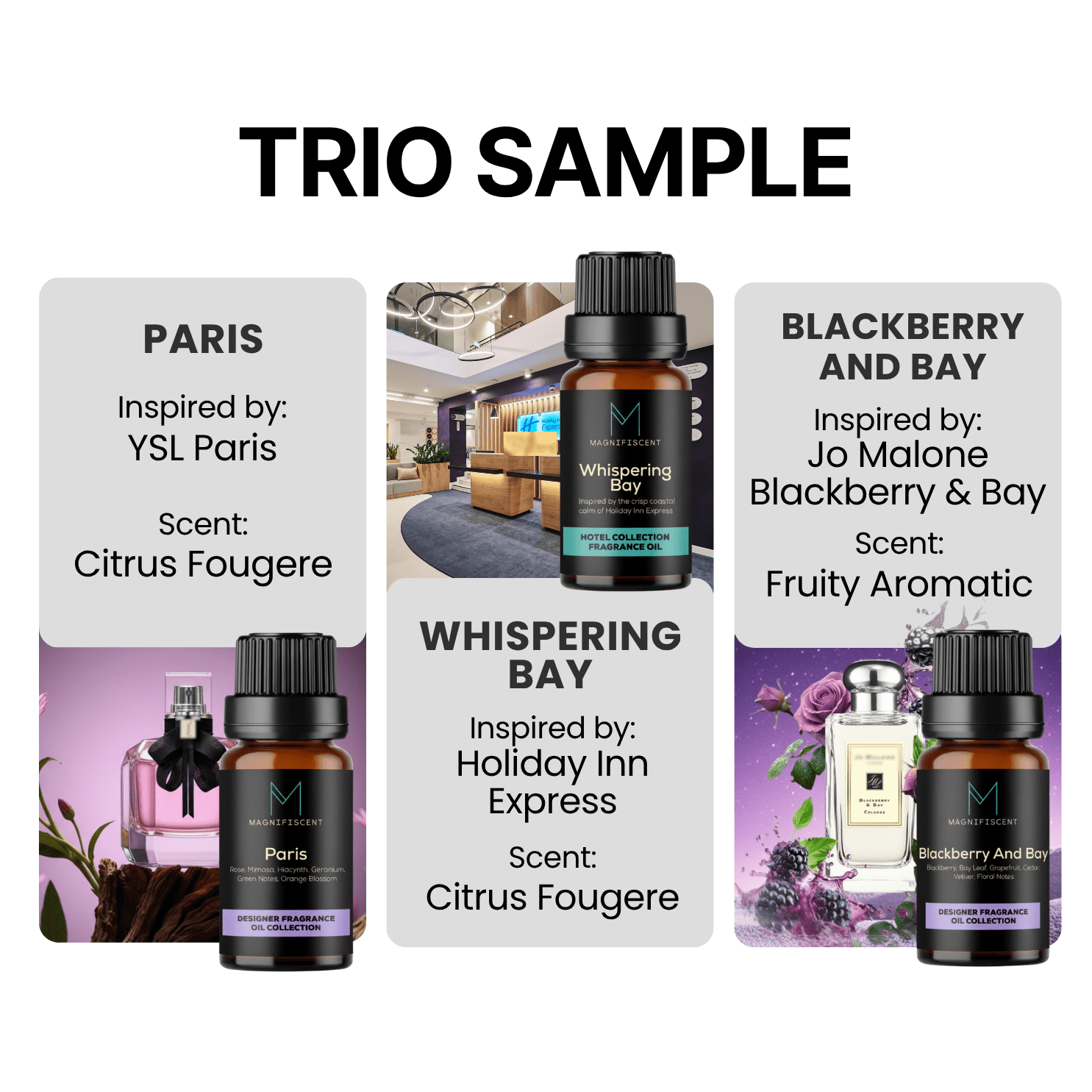 Trio Sample - Paris / Whispering Bay / Blackberry And Bay - Magnifiscent